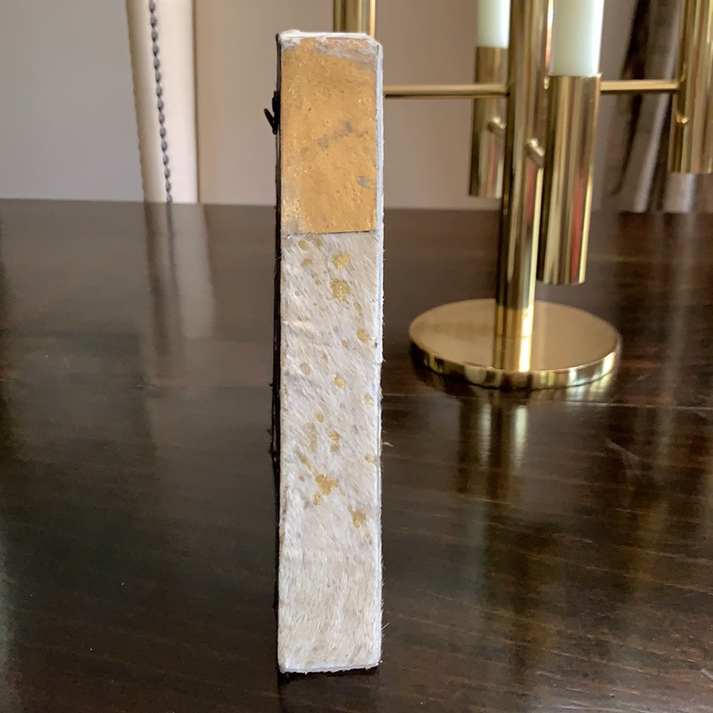 Letter A Gold and Cream Haircalf Wall Art or Desk/Table/ Shelf Decor - Picture 5 of 9